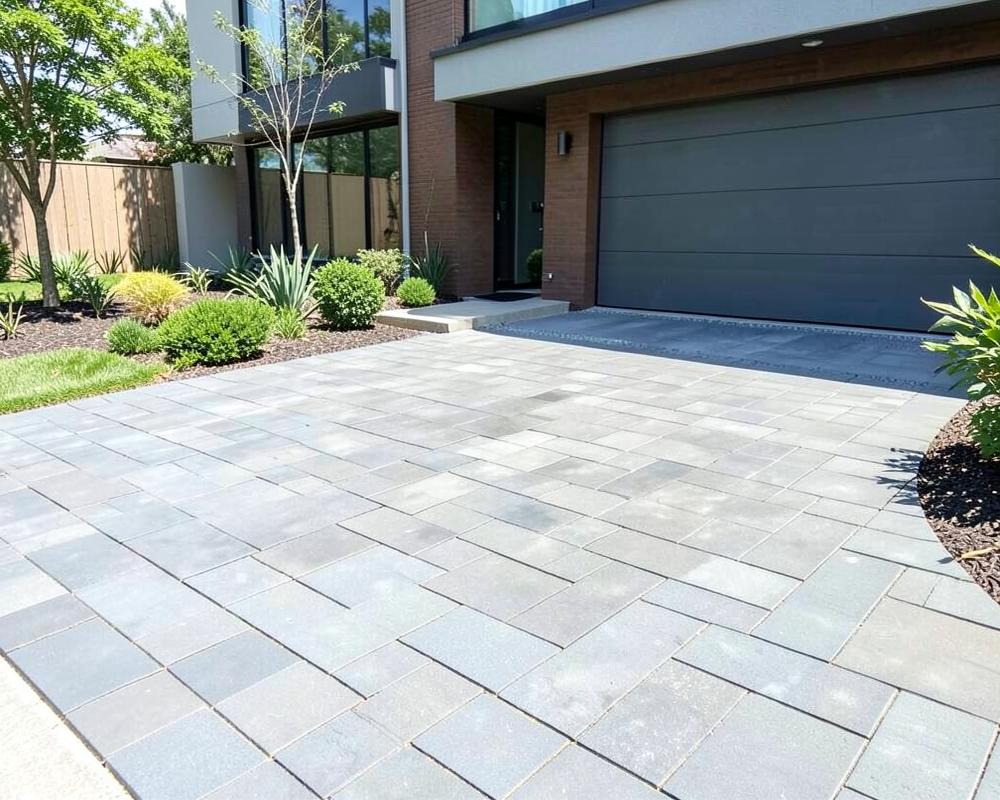 Allée en pavés nettoyée devant une maison