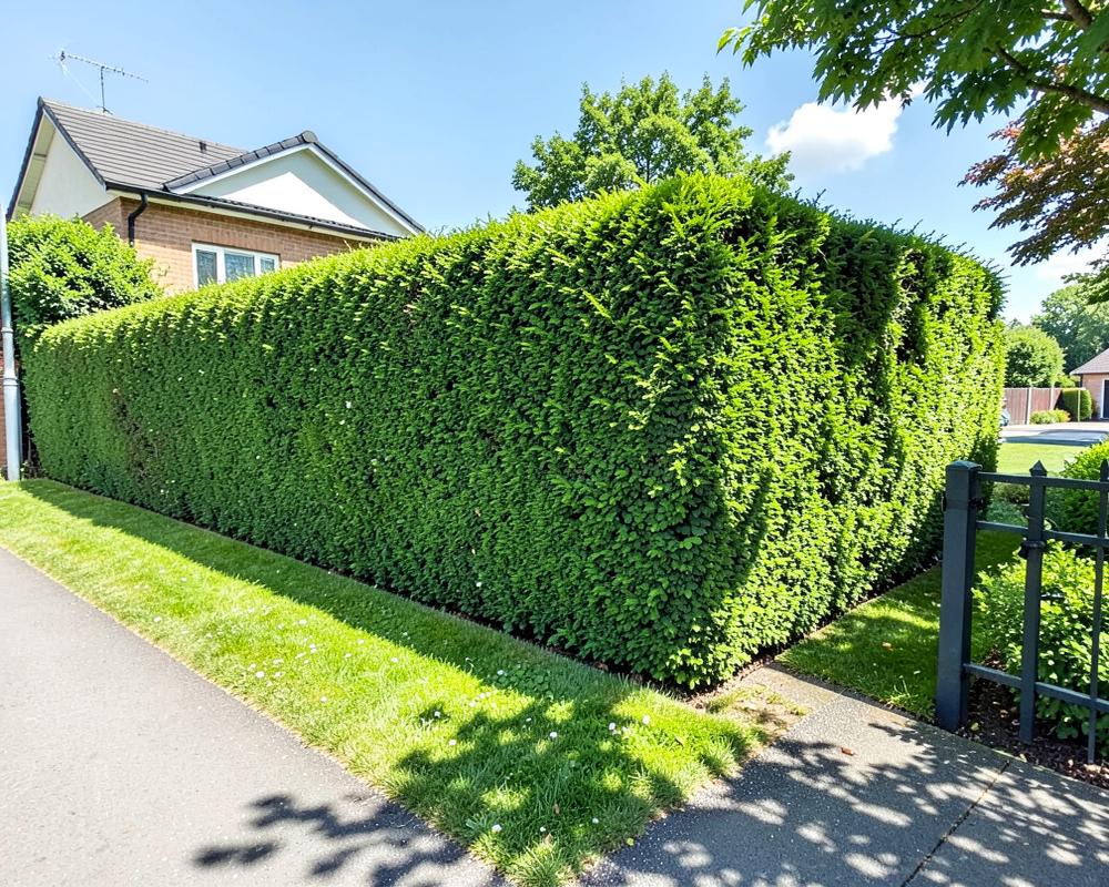 Haie taillée le long d'une allée